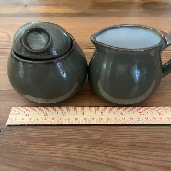 Vintage Sango Nova Green Sugar Bowl & Creamer Set Stoneware Mid-Century Modern - Picture 6 of 7